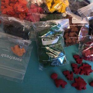 Dinosaur crayons and party bags